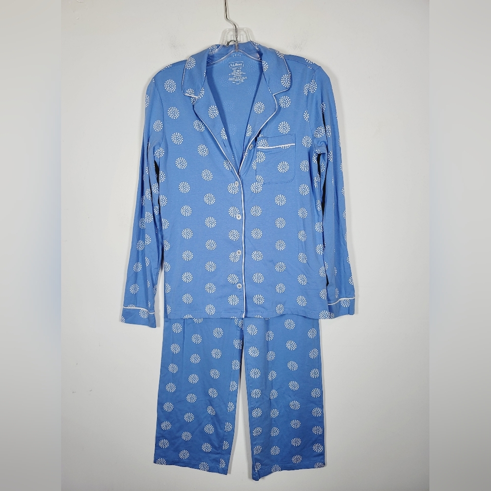 L.L. Bean Blue Pajama Set with White Dots,  Size XS